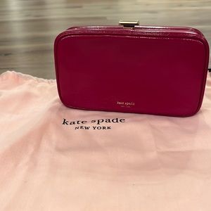 Kate Spade Pink Patent Leather Clutch Crossbody | Wallet on Chain Evening Bag